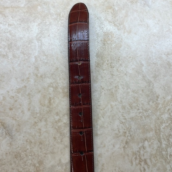 Brighton Belt Embossed Alligator Buckle Croc Leather Vintage Brown Silver Size M - Picture 8 of 12
